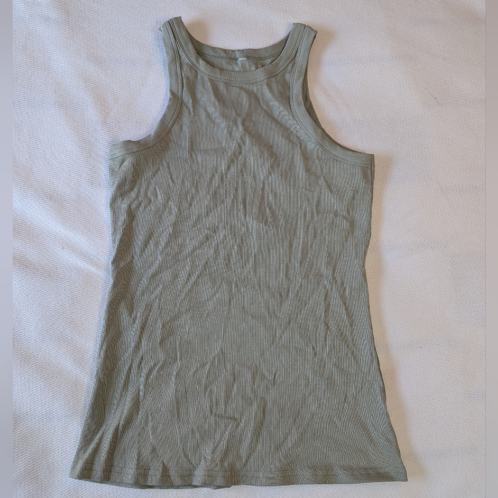 Ribbed knit racerback tank - light olive green